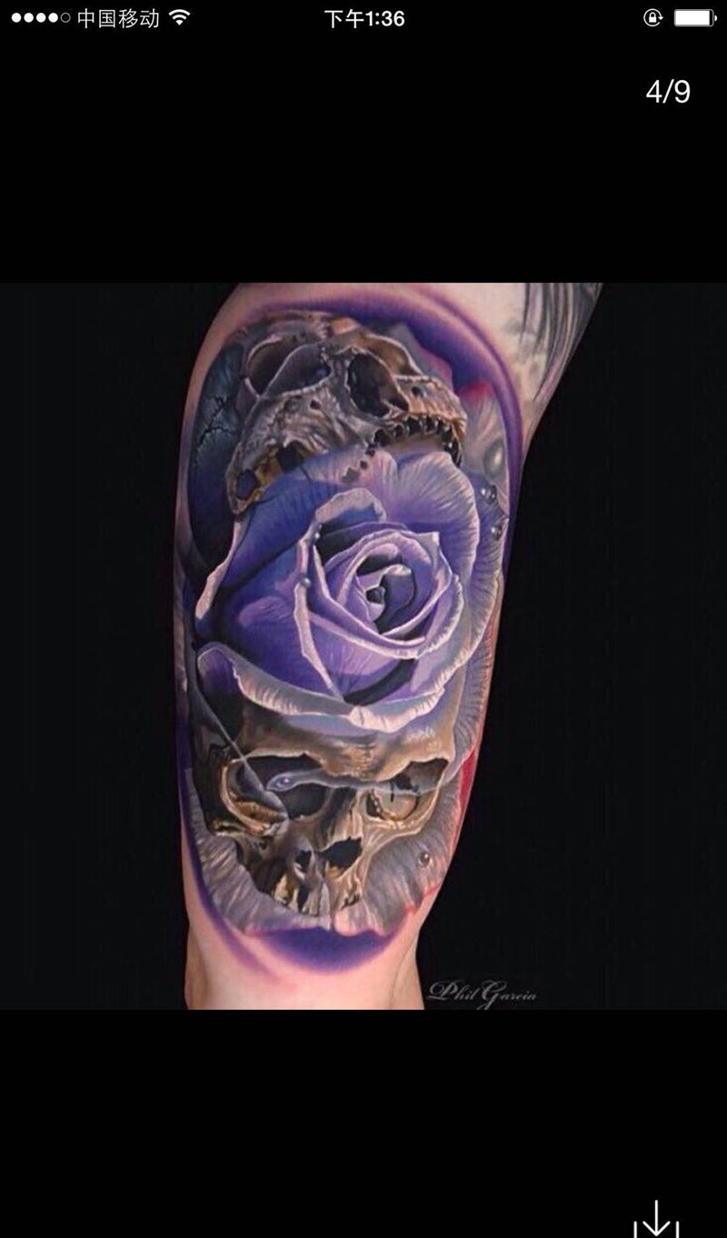 玫瑰欣赏纹身图片_植物纹身图案