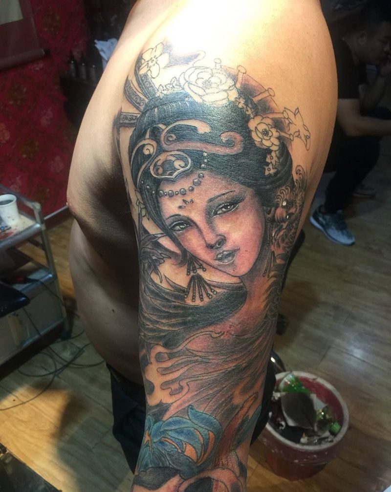 艺妓班诺纹身图片