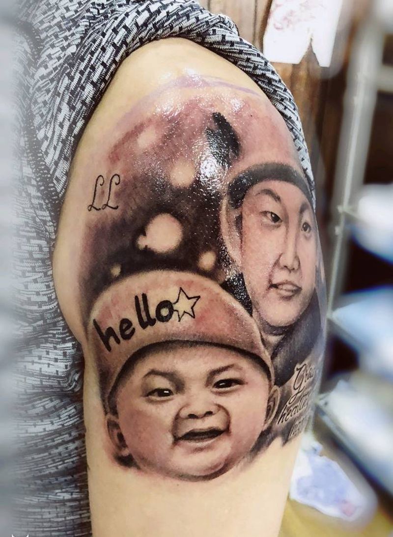 肖像纹身图片_手臂欧美人物成品纹身图案