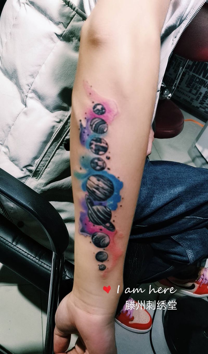 星空纹身图片_手臂纹身图案