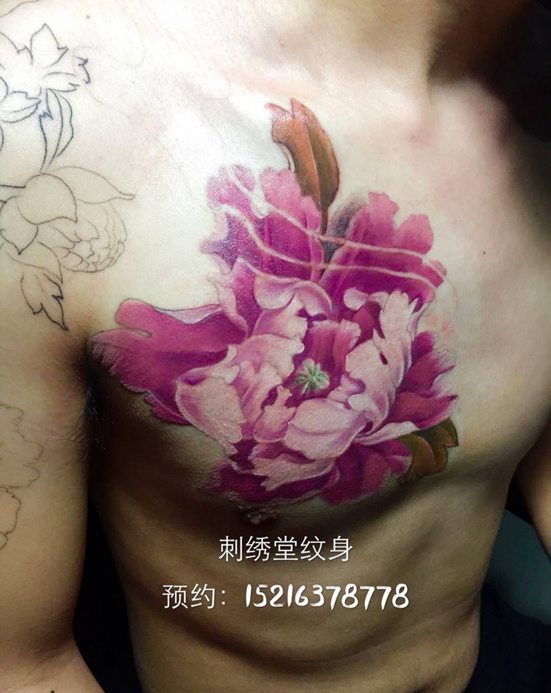 牡丹花纹身图片