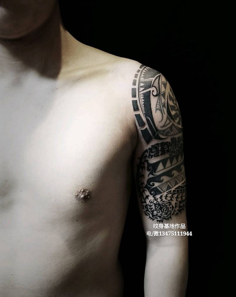 玛雅图腾修改添加包大臂纹身图片