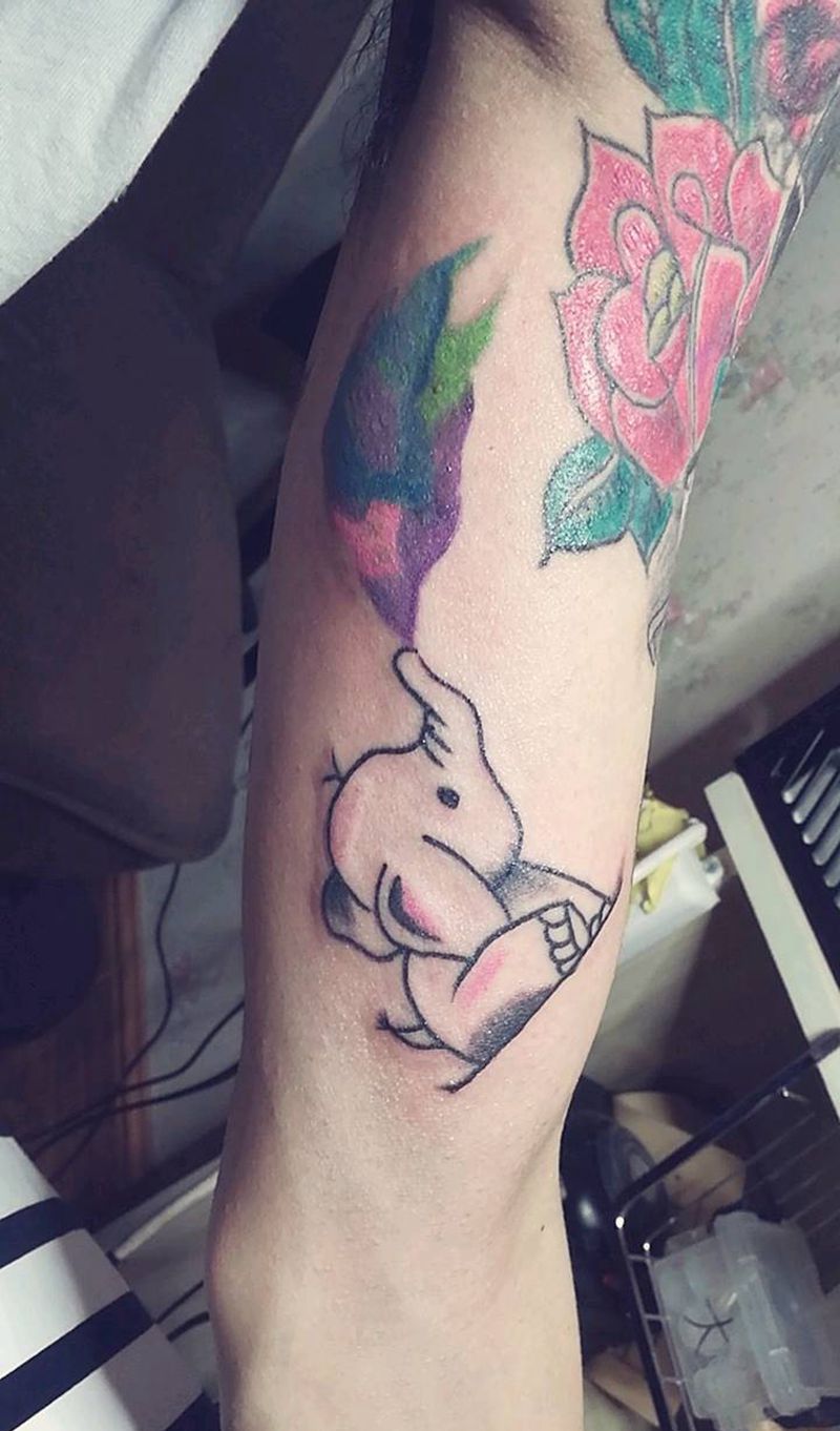 喷墨小象。纹身图片