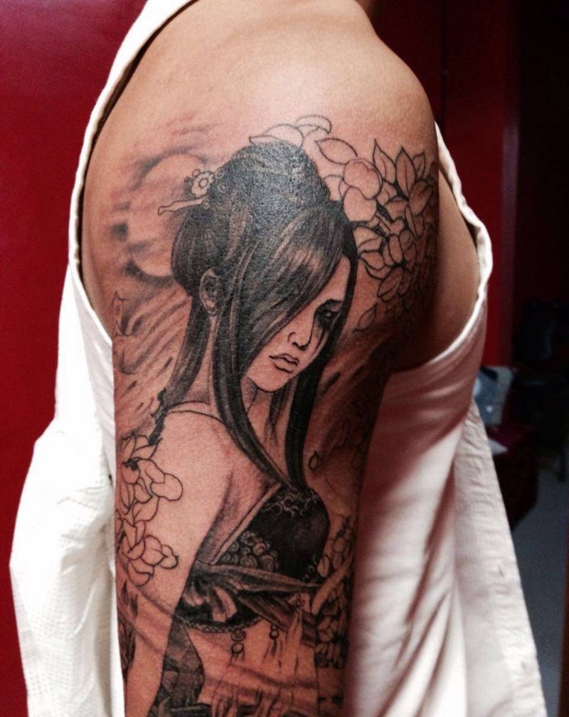 帅师傅作品纹身图片_传统欧美胸部臀部人物动物纹身图案