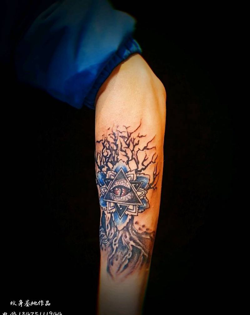 欧美半彩纹身图片