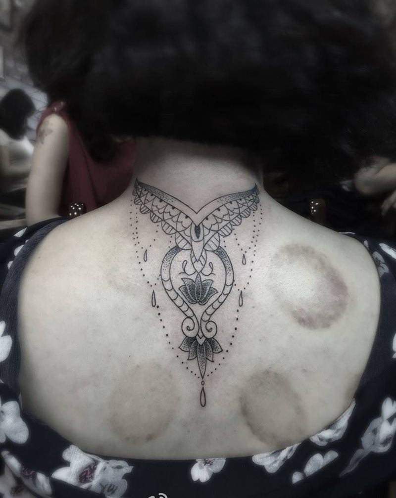 点刺图腾花纹身图片_成品颈部欧美图腾纹身图案