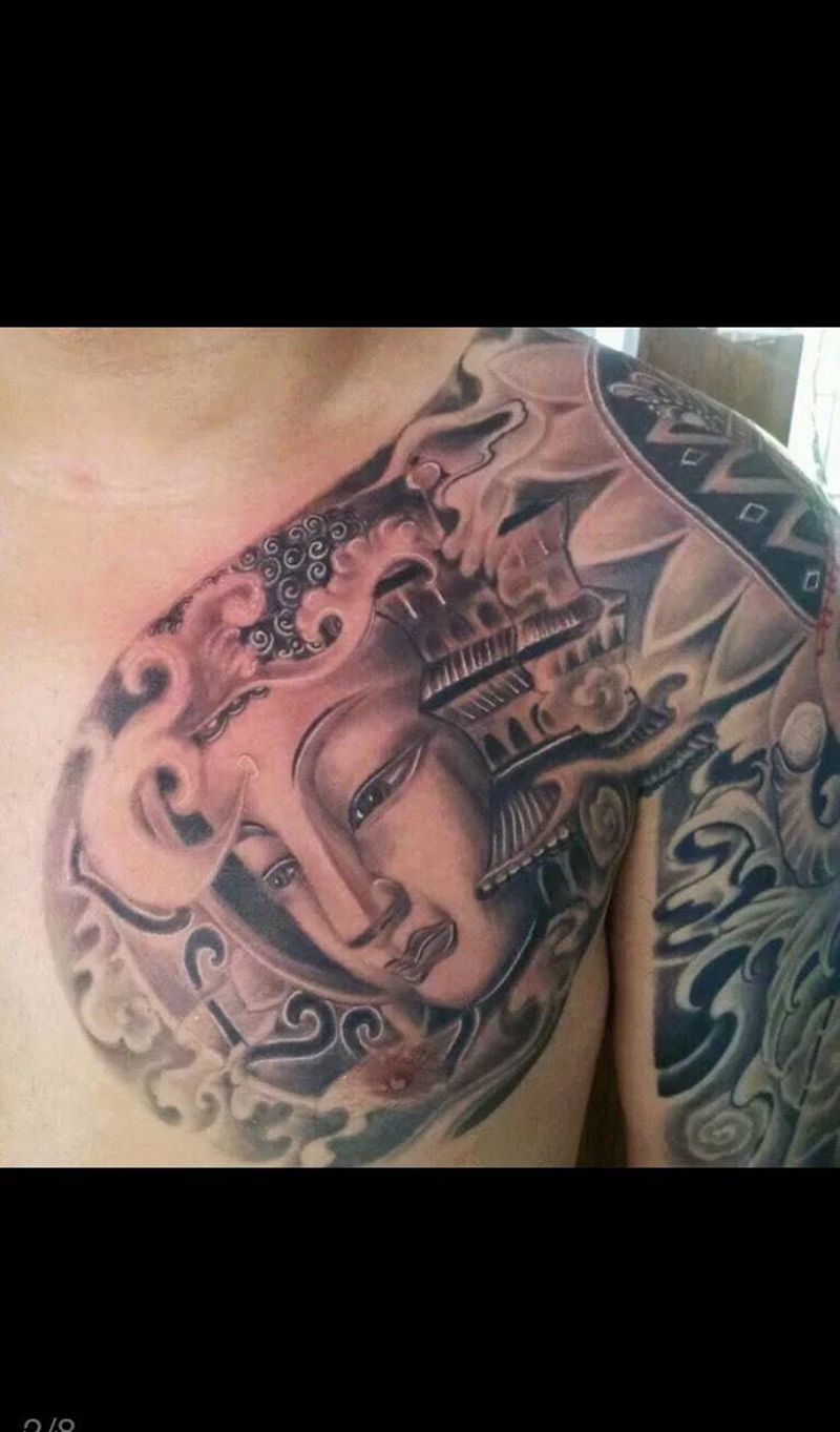 包甲观音纹身图片