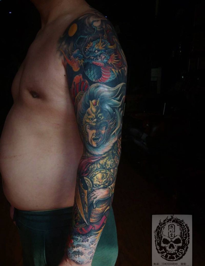 浩师傅作品纹身图片_成品手臂传统纹身图案