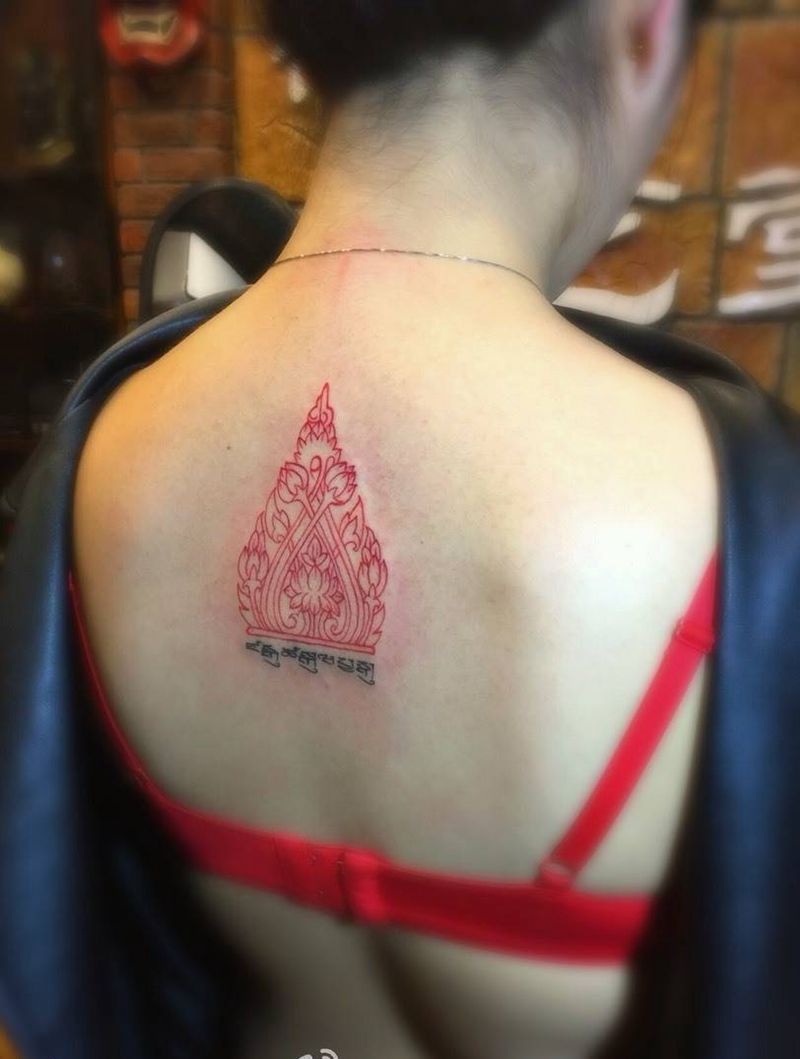 开运符纹身图片_成品背部习俗字符宗教纹身图案