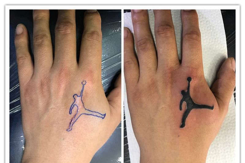 手背乔丹纹身图片