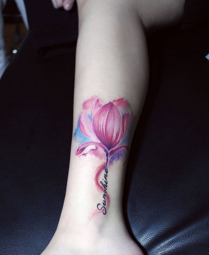 follow纹身图片_成品脚部写实植物欧美纹身图案