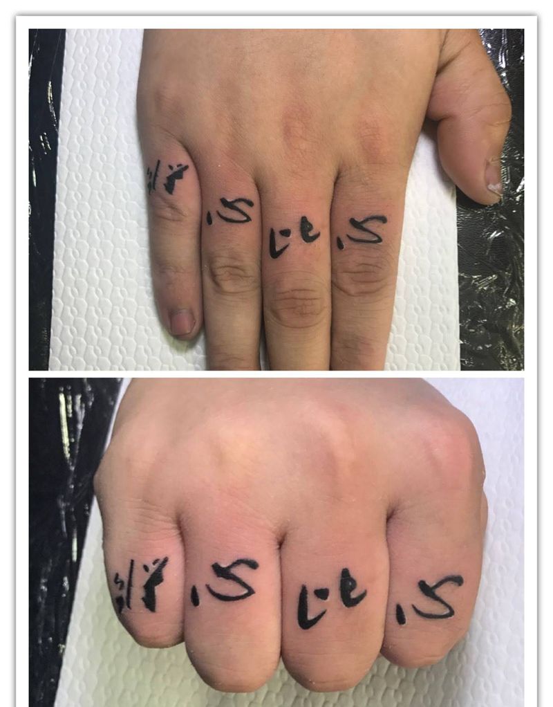 手指将心比心纹身图片