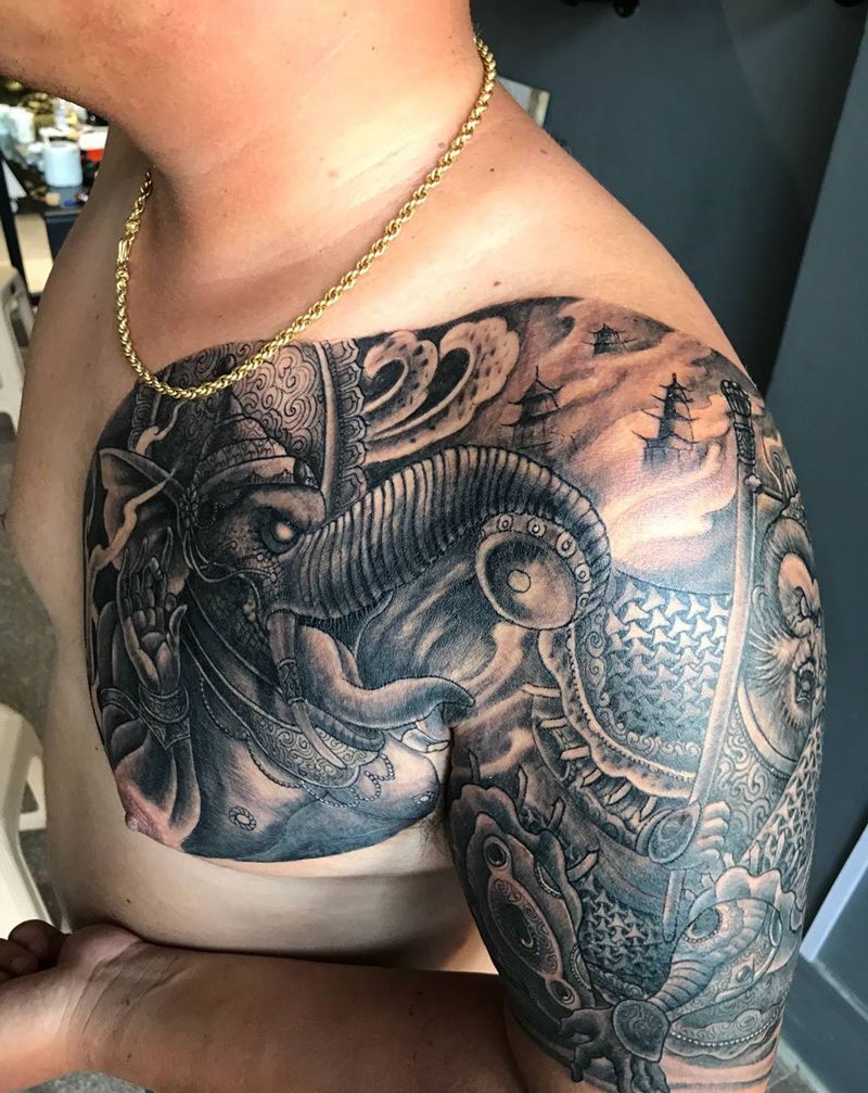 象神悟空半胛纹身图片