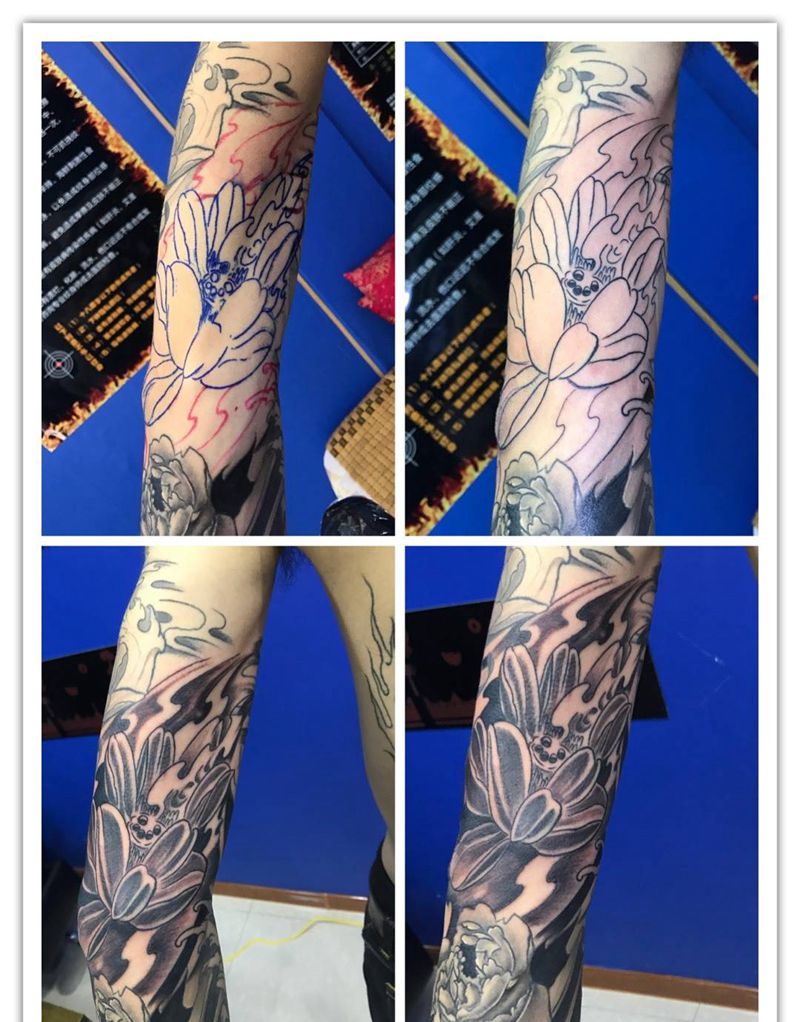 花臂链接纹身图片