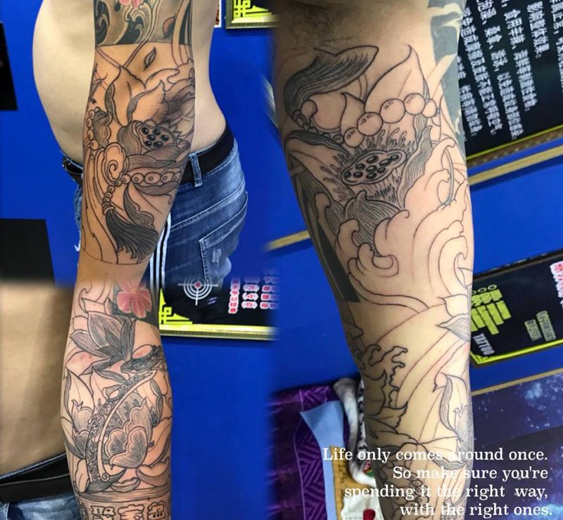 接七分袖纹身图片