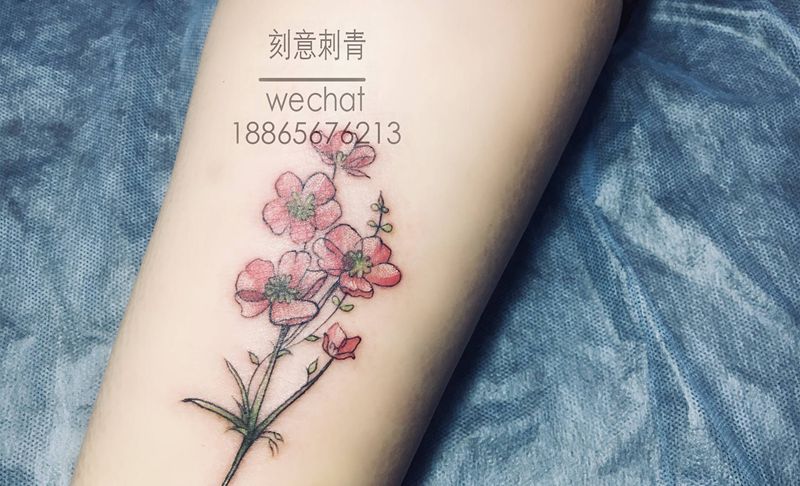 花纹身图片_腿部花小清新纹身图案