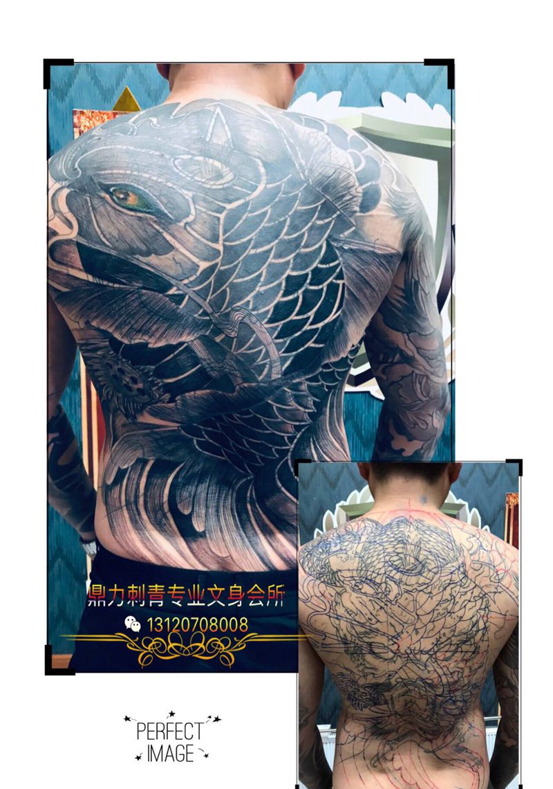 DL~满背遮盖纹身图片_背部老传统纹身图案