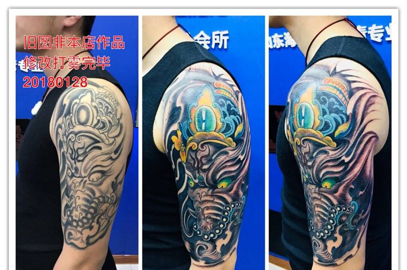 大臂象神修改纹身图片