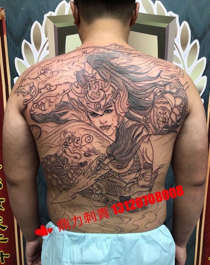 DL  满背赵子龙纹身图片
