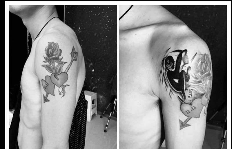 大臂添加纹身图片