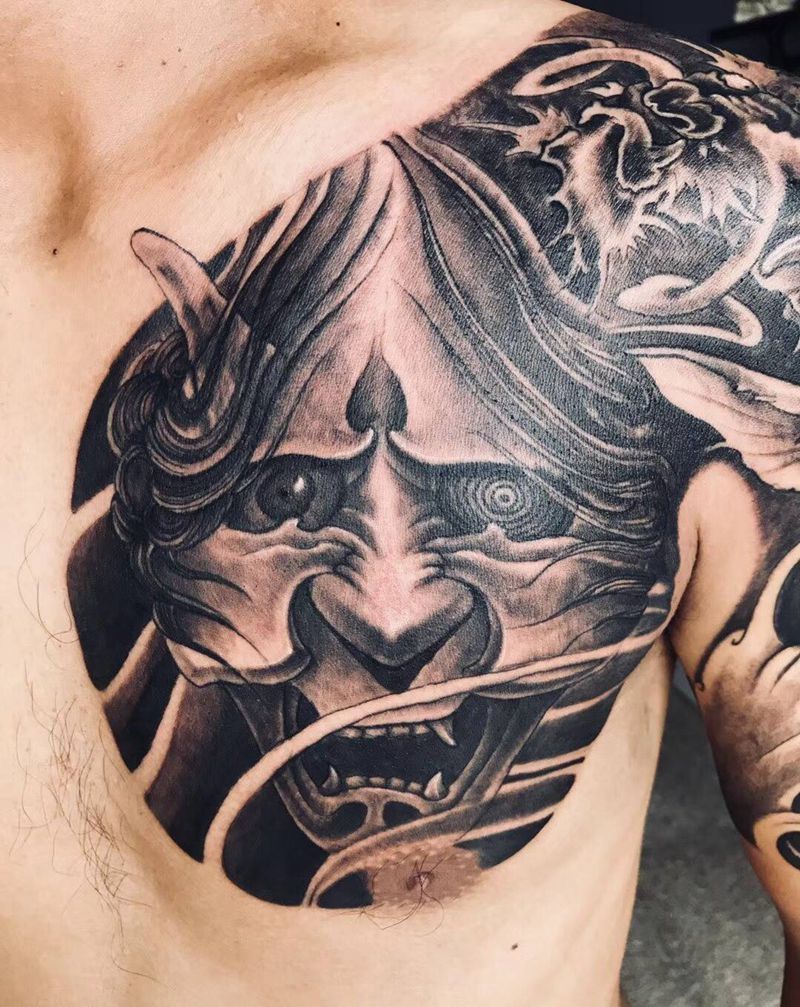 鱼化龙，般若半胛完成纹身图片