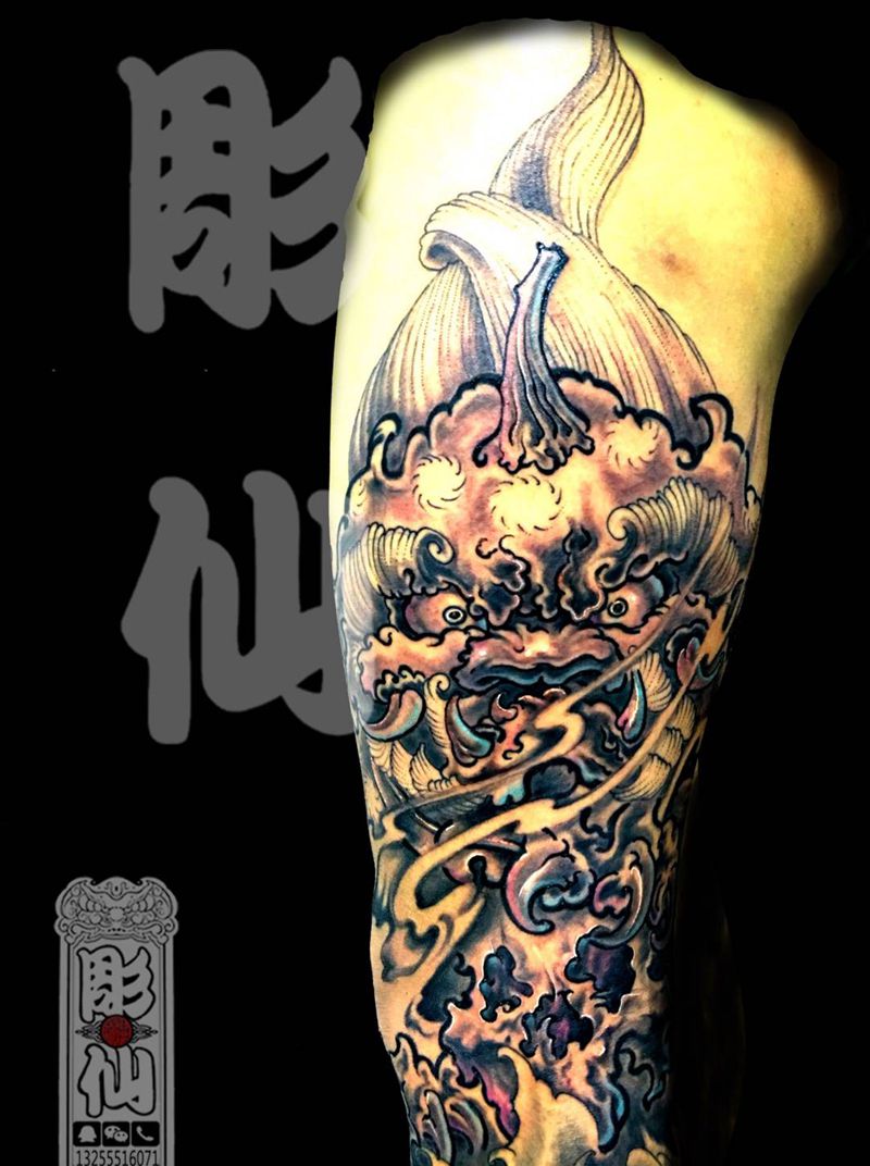 唐狮纹身图片