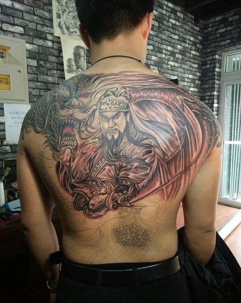 关公降龙第二次纹身图片