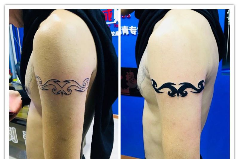大臂图腾臂环纹身图片