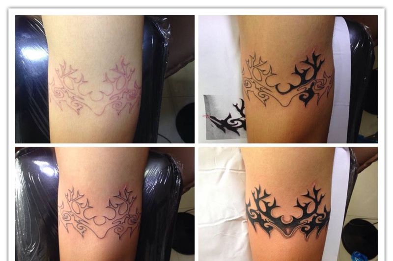 大臂图腾小清新纹身图片_成品手臂写实图腾纹身图案