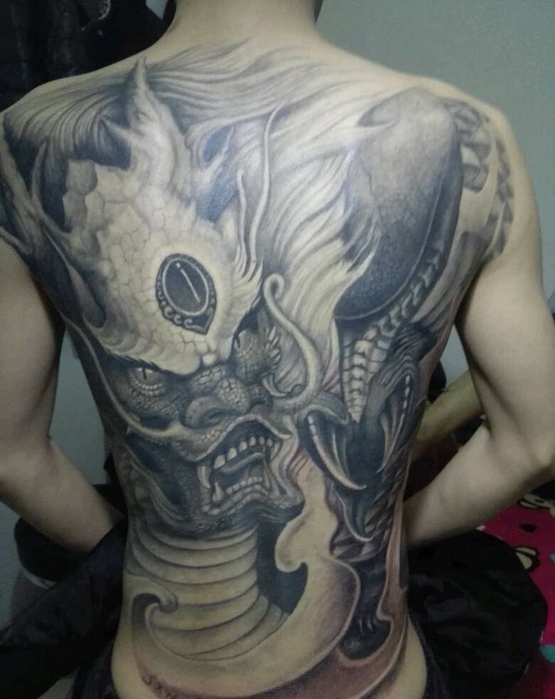 临摹岳恒老师的龙语完成了！纹身图片