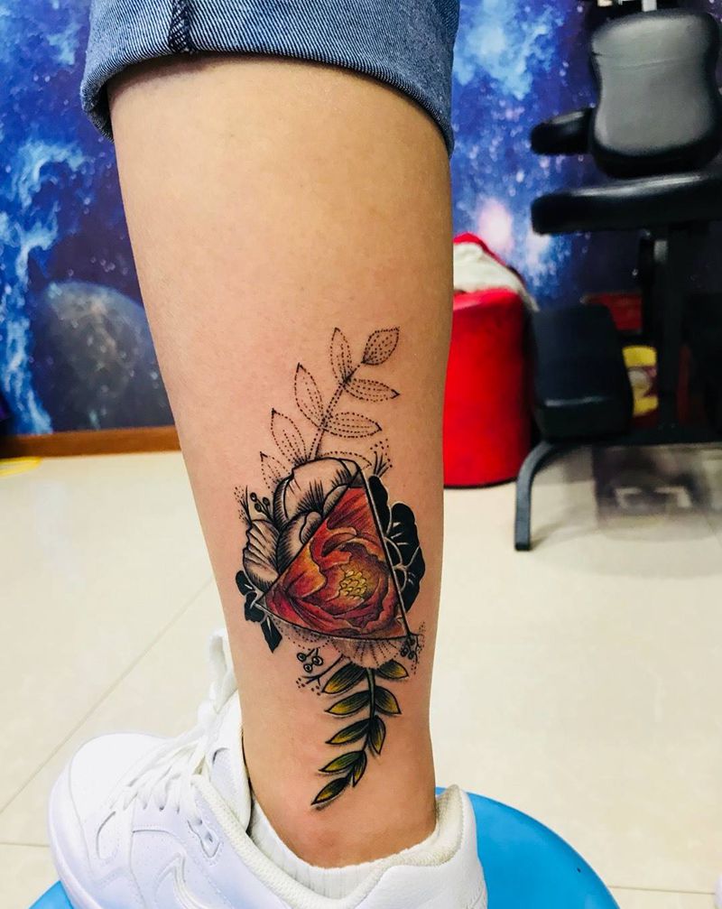 小腿疤痕遮盖纹身图片