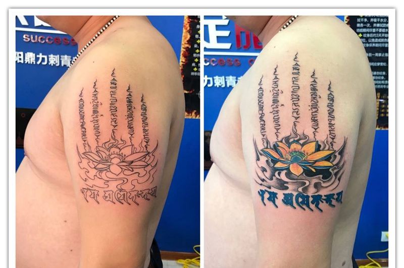 大臂经文纹身图片