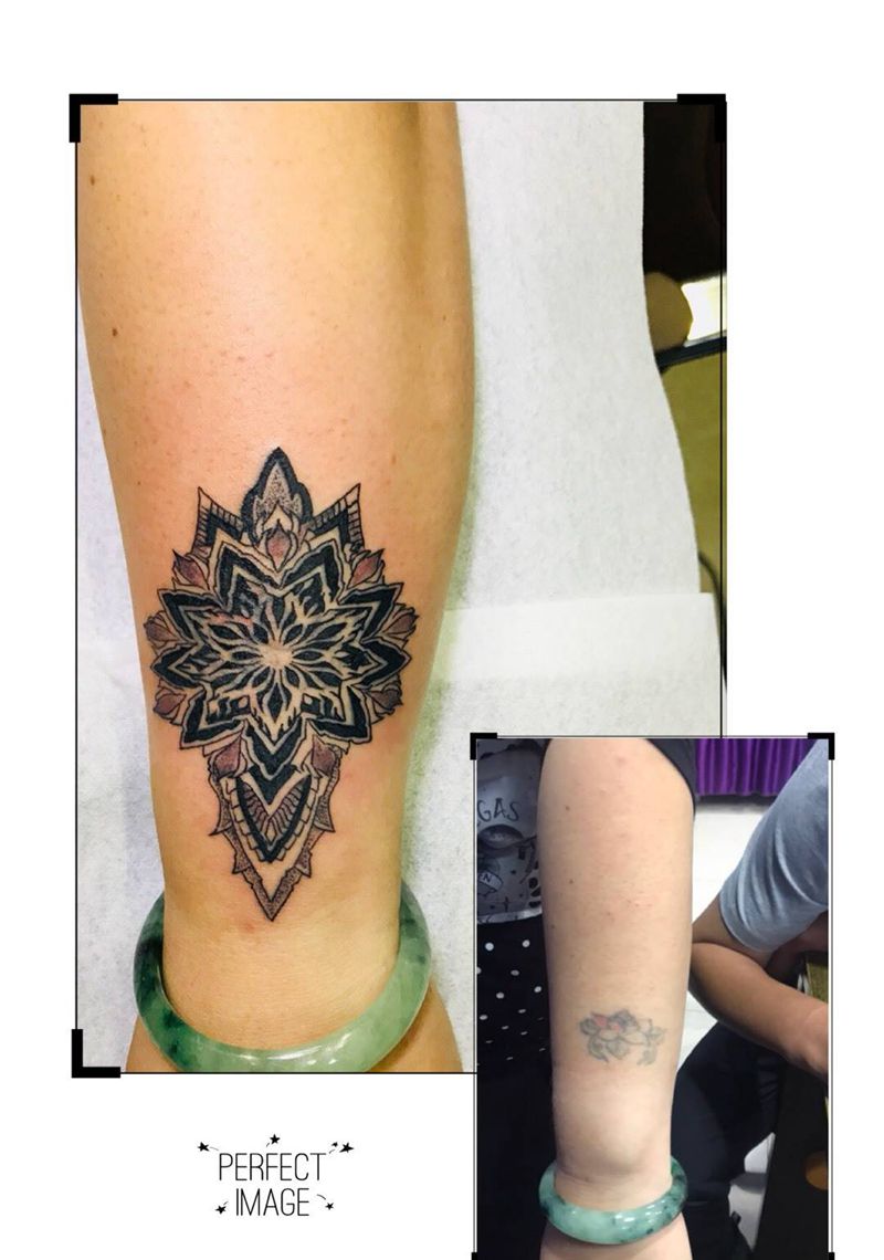 小臂外侧梵花纹身图片