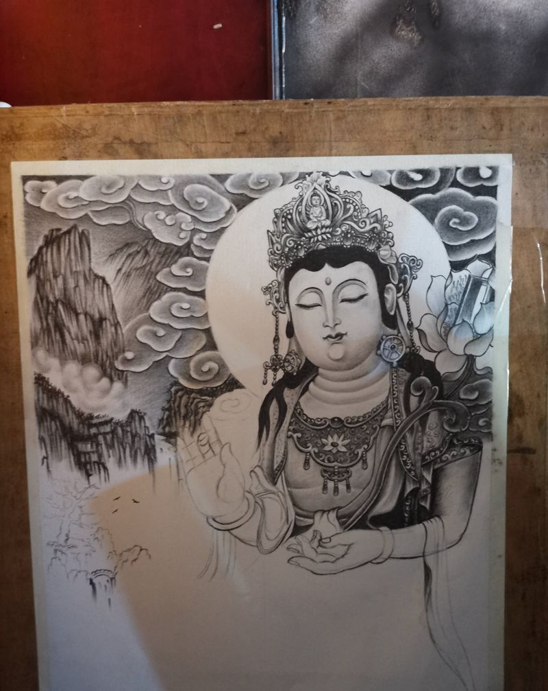 文殊菩萨纹身图片_佛素材纹身图案