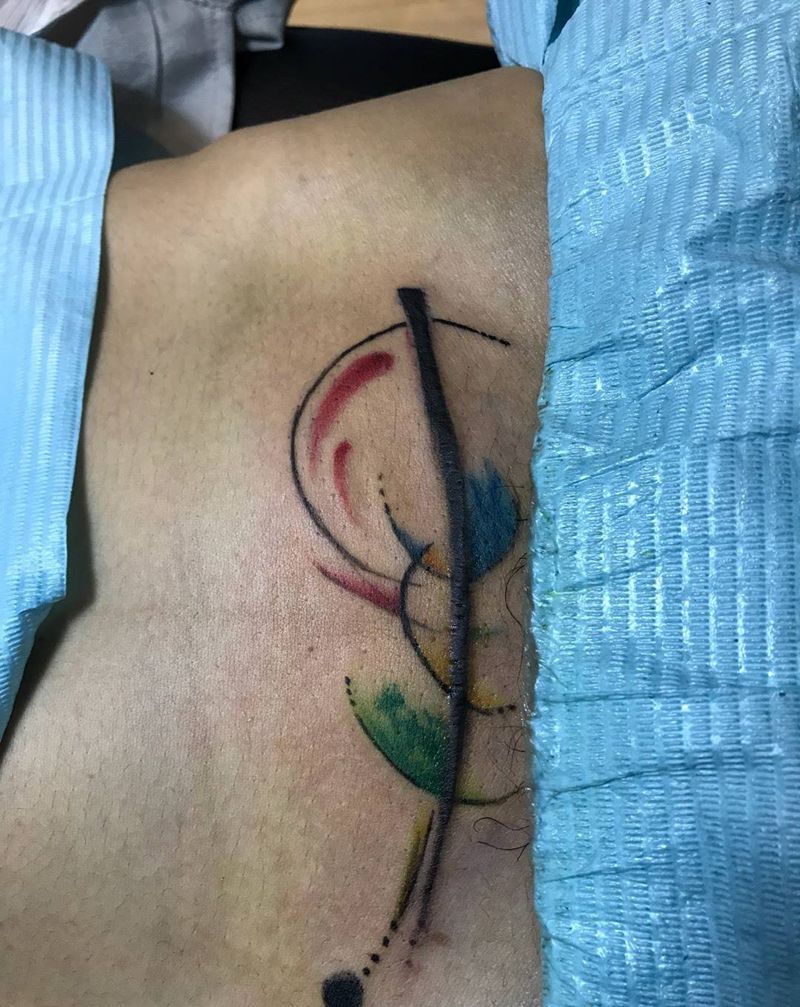 剖腹产疤痕遮盖纹身图片_成品腹部欧美写实清新几何原创纹身图案