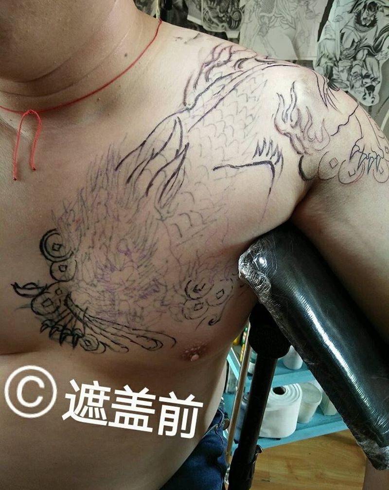 遮盖前后，纹身图片