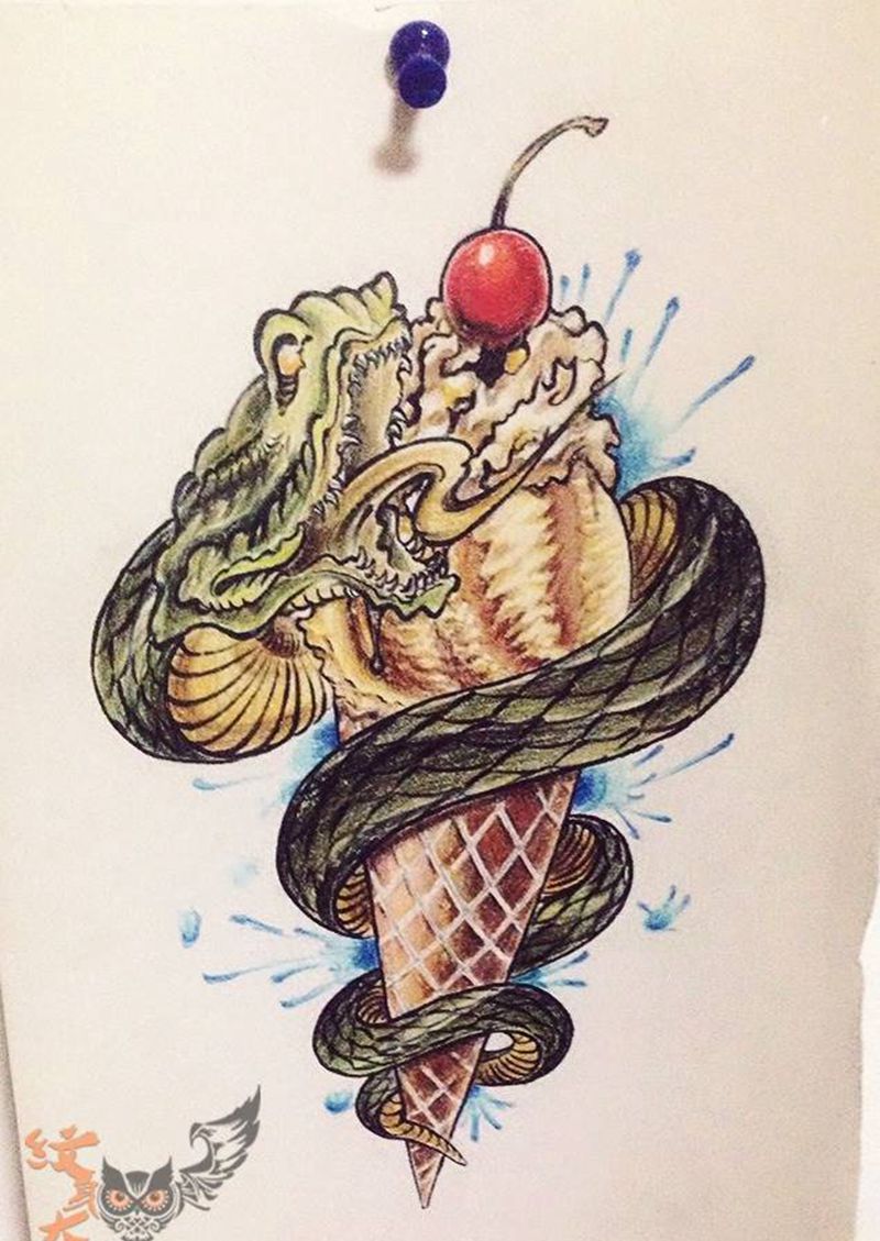 贪吃蛇纹身图片_手稿手臂欧美动物原创纹身图案