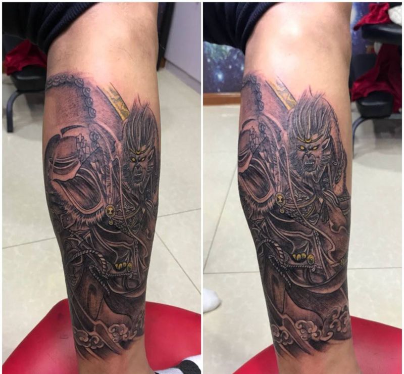 小腿外侧纹身图片