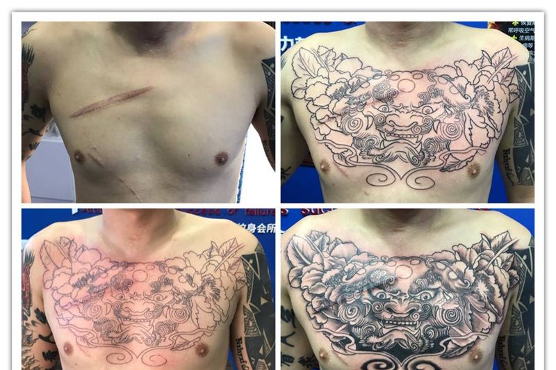 花胸遮盖纹身图片