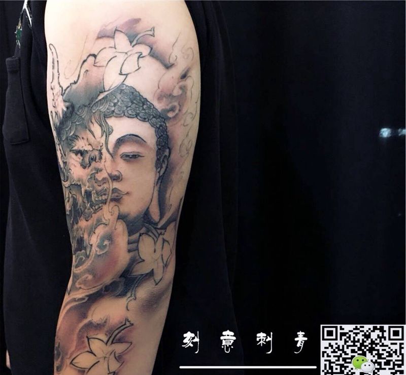 一念之间纹身图片_成品手臂传统鬼神纹身图案