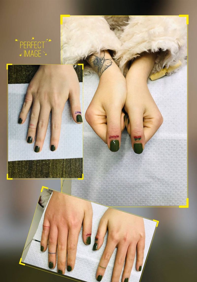 手指袖珍小清新纹身图片