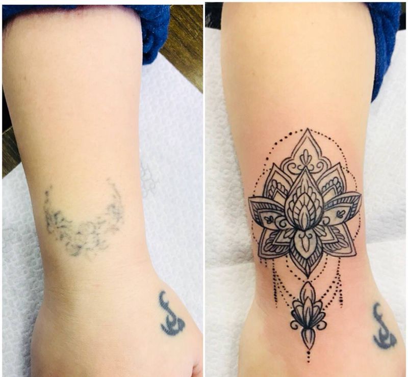 小臂梵花纹身图片