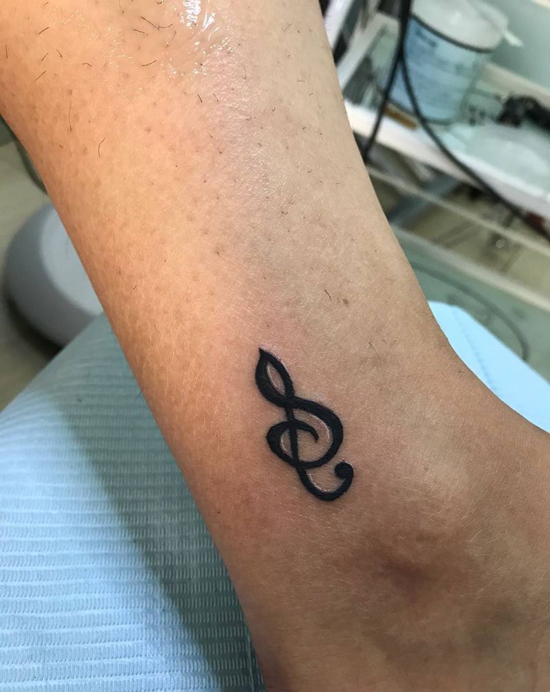 小清新音符纹身图片_成品脚部欧美传统清新图腾字符贴纸纹身图案