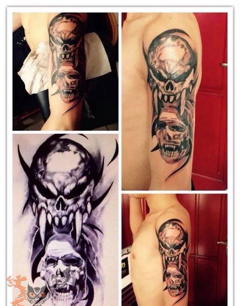 鼎力刺青纹身图片_手臂成品传统写实图腾动物植物静物鬼神手稿纹身图案