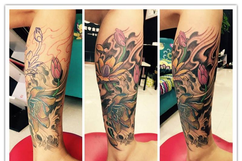 小腿添加完毕纹身图片