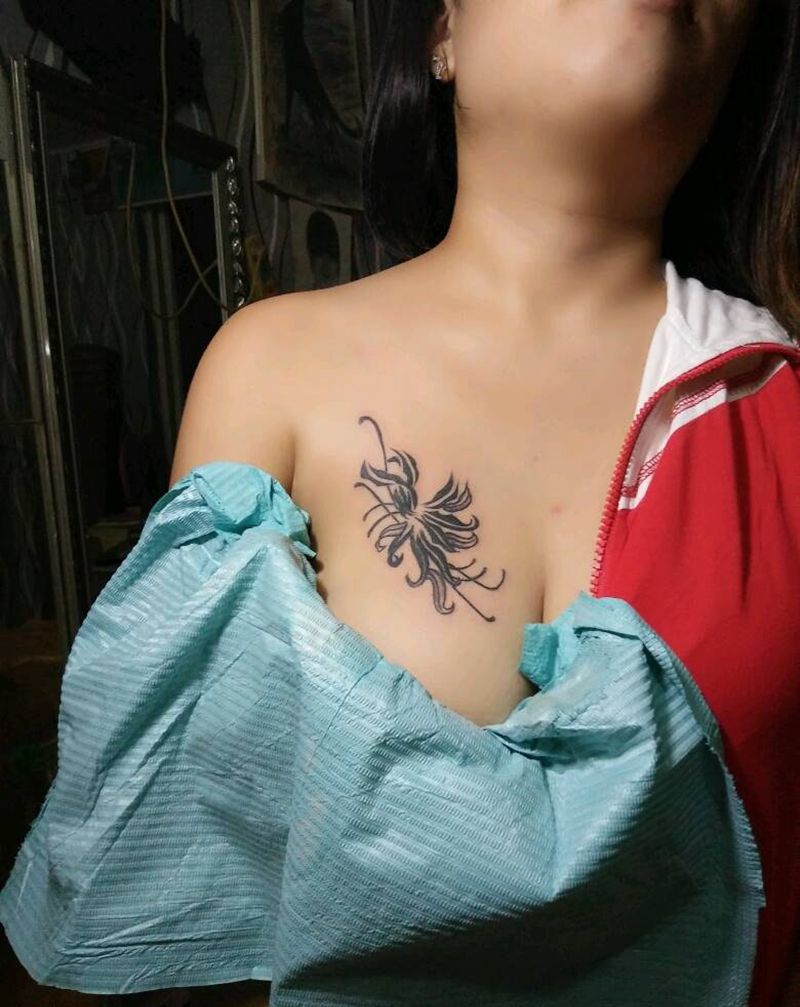 彼岸花，心形翅膀两个图，一个美纹身图片