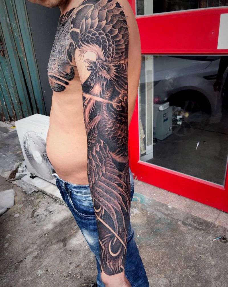 花臂加遮盖纹身图片