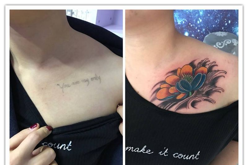 ༺锁͈̎骨͈̎遮͈̎盖͈̎༻纹身图片_成品胸部传统植物纹身图案