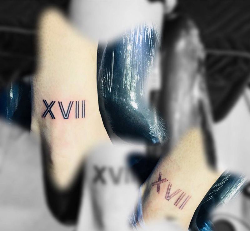 脚踝数字控纹身图片