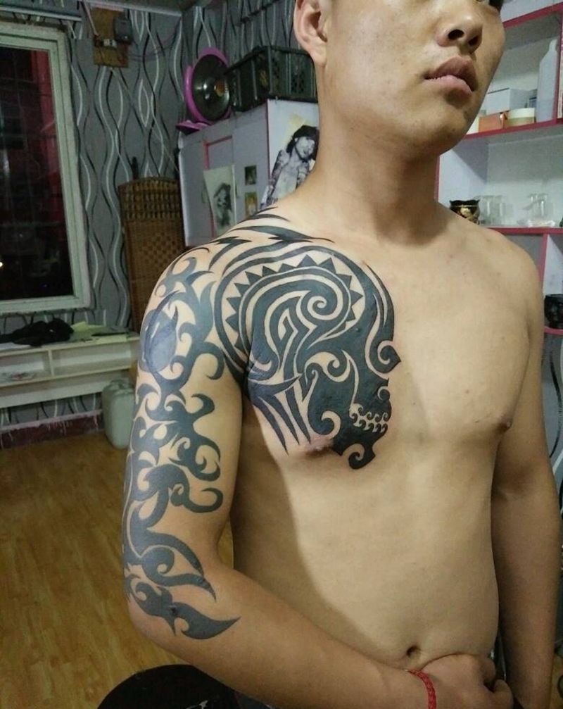 半甲完活纹身图片